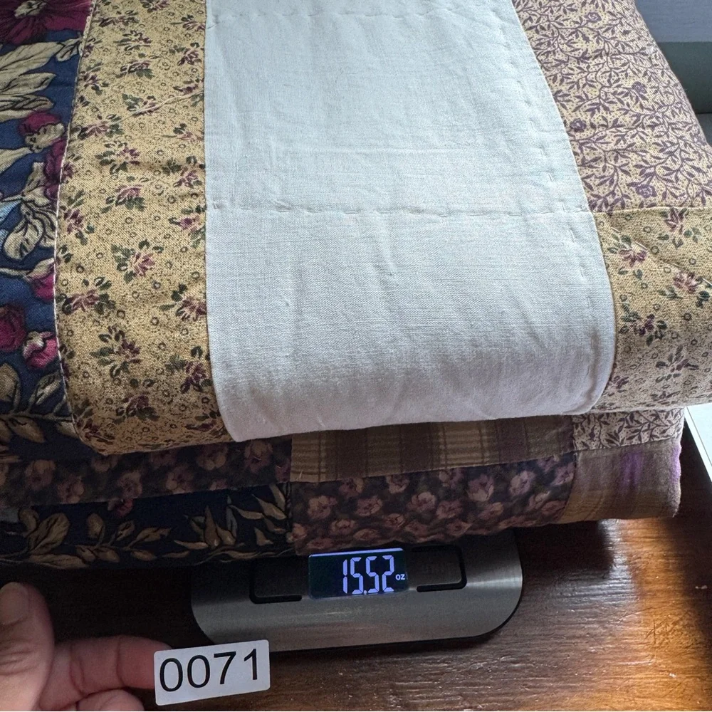 Patchwork Quilted Pillow Sham Country Cottage Floral Blue Beige pillowcase large